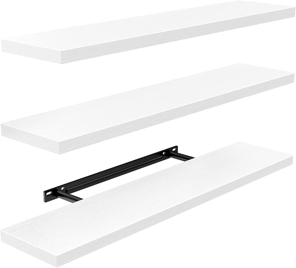 Amada 23.6" Floating Shelves for Wall Decor & Storage, Set of 3, White