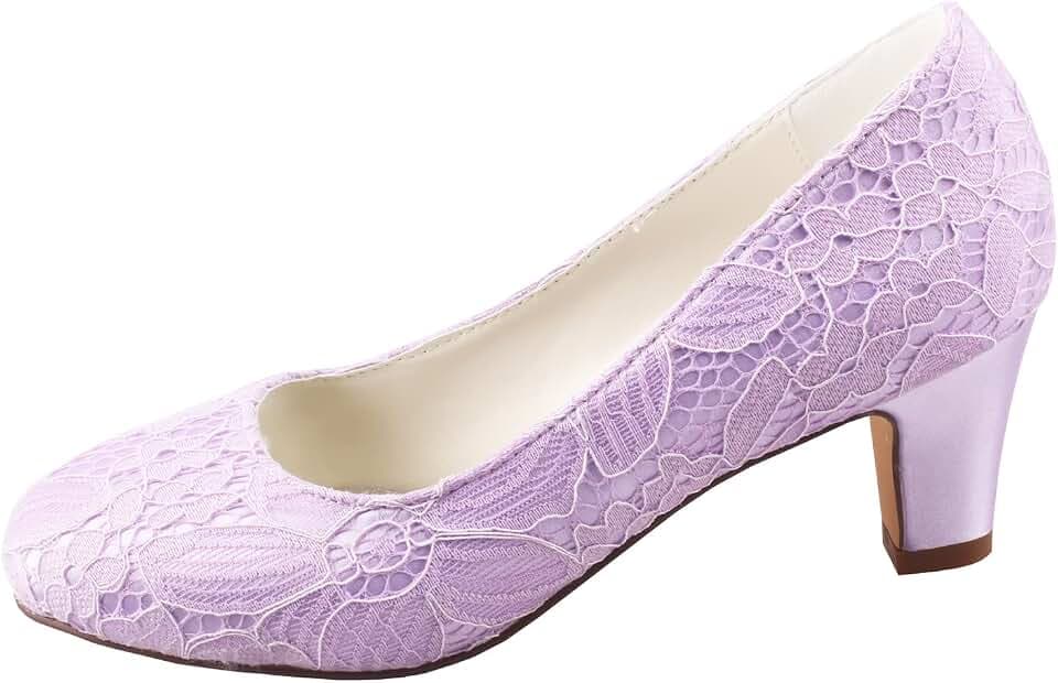 Brautschuhe Damen Seide wie Satin Stöckel Absatz geschlossene Zehe Pumps
