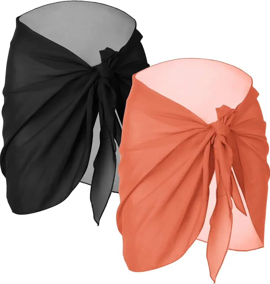 2 Stück Strand Wrap Sarong Vertuschung Chiffon Badeanzug Wickelröcke