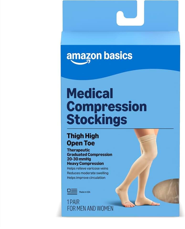 Amazon Basics Medical Compression Stockings, Women & Men, Beige, X-Large