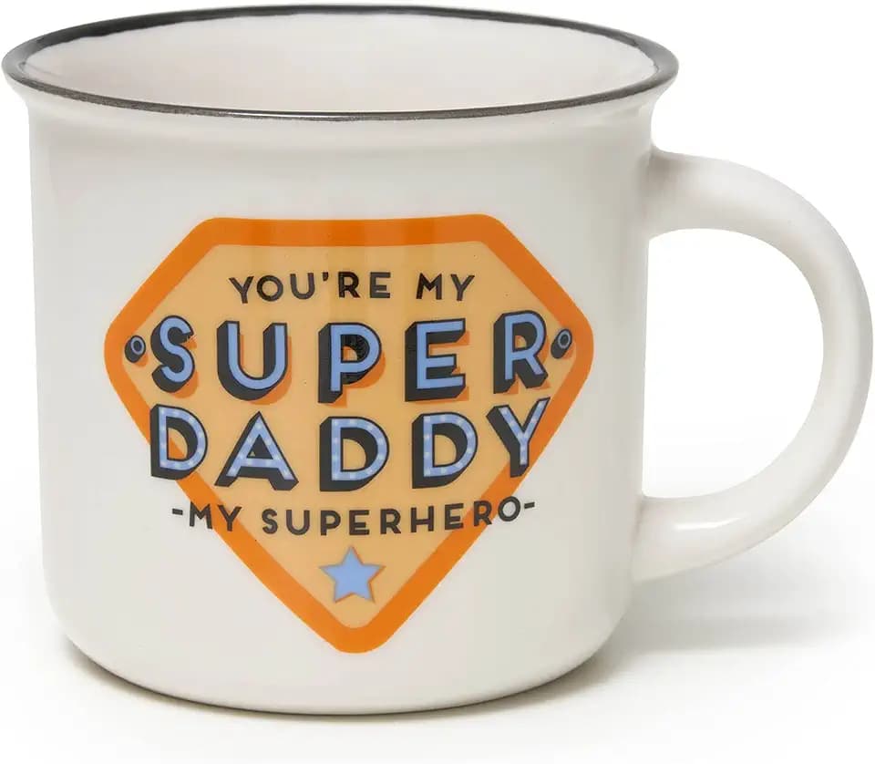 LEGAMI - Cappuccinotasse, Porzellantasse New Bone China, Super Daddy Motiv, Take a Break Collection, Fassungsvermögen 350 ml, spülmaschinenfest, mikrowellengeeignet
