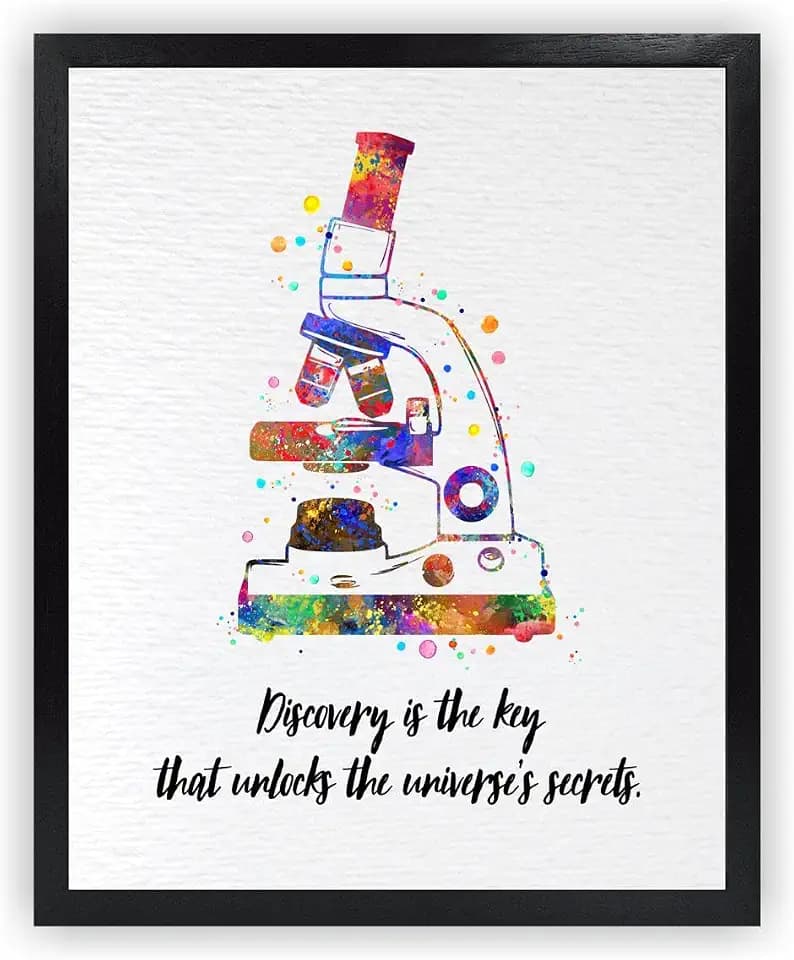 Dignovel Studios 11X14 Unframed Microscope Watercolor Art Print Medical Art Microbiologist Chemistry Educational Art Biology Microscopy Wall Hanging Decor DN916
