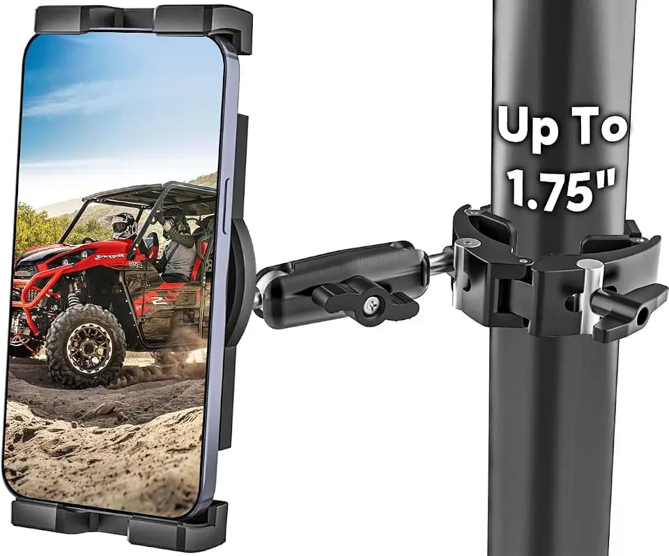 UTV Phone Mount for 1.5-1.8" Roll Bar, Heat-Resistant Anti-Vibration Arm