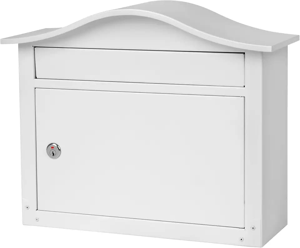 Architectural Mailboxes Saratoga Locking Wall Mount Mailbox, White, Medium