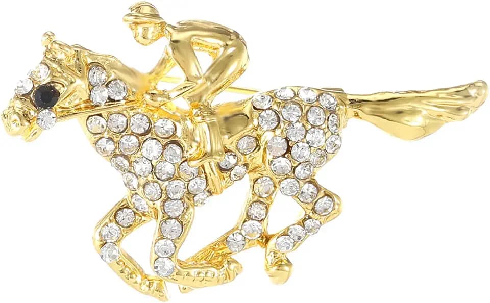 Horse Brooch for Horse Lover Race Horse Brooch Fashion Shining Rhinestone Horse Animal Brooch Pin Party Dress Clothing Accessory