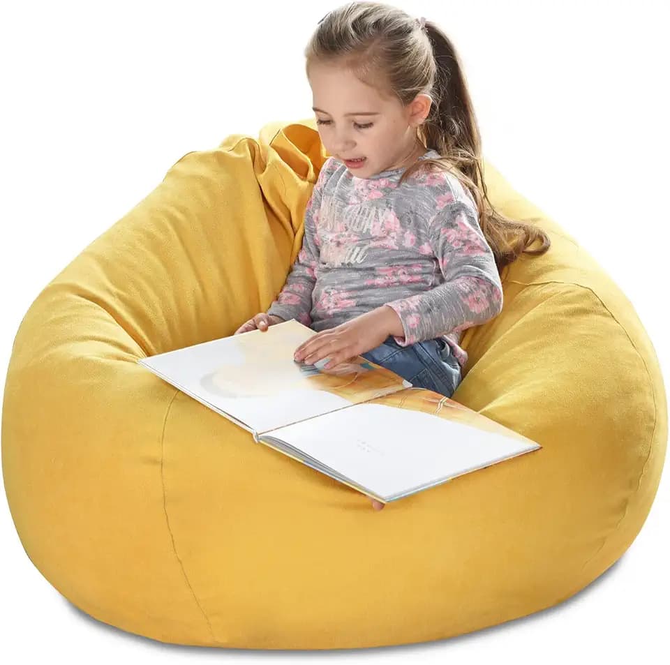 YuppieLife Stuffed Animal Storage Bean Bag Cover, 38" Canvas Toy Organizer