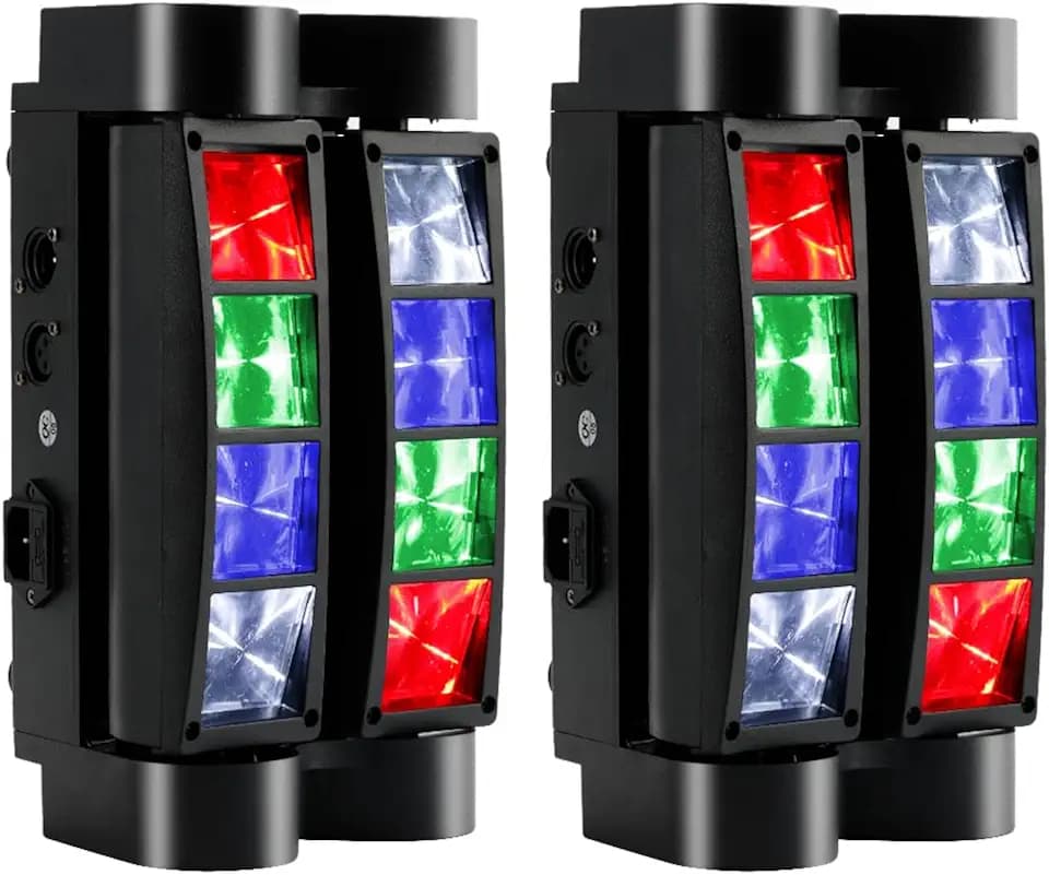 Moving Head Bühnenlicht, DJ Licht Disco Licht 8x10W RGBW 4 IN 1 LED Lichteffekt,Mini Partylicht Stage Lights mit DMX512/Sprachmodus für Bar Party Club Oktoberfest Weihnachten 2 Stück