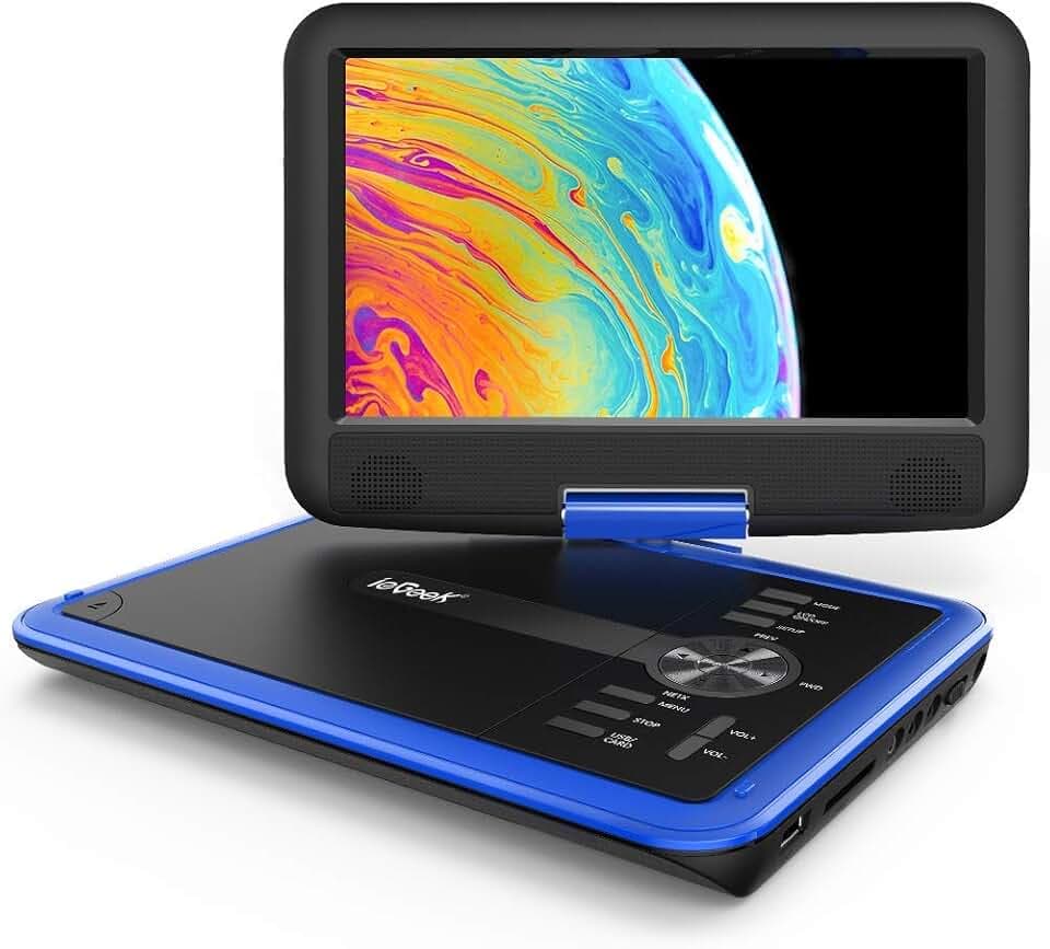 ieGeek 11.5" Portable DVD Player, 9.5" HD Screen, Car Travel, Blue