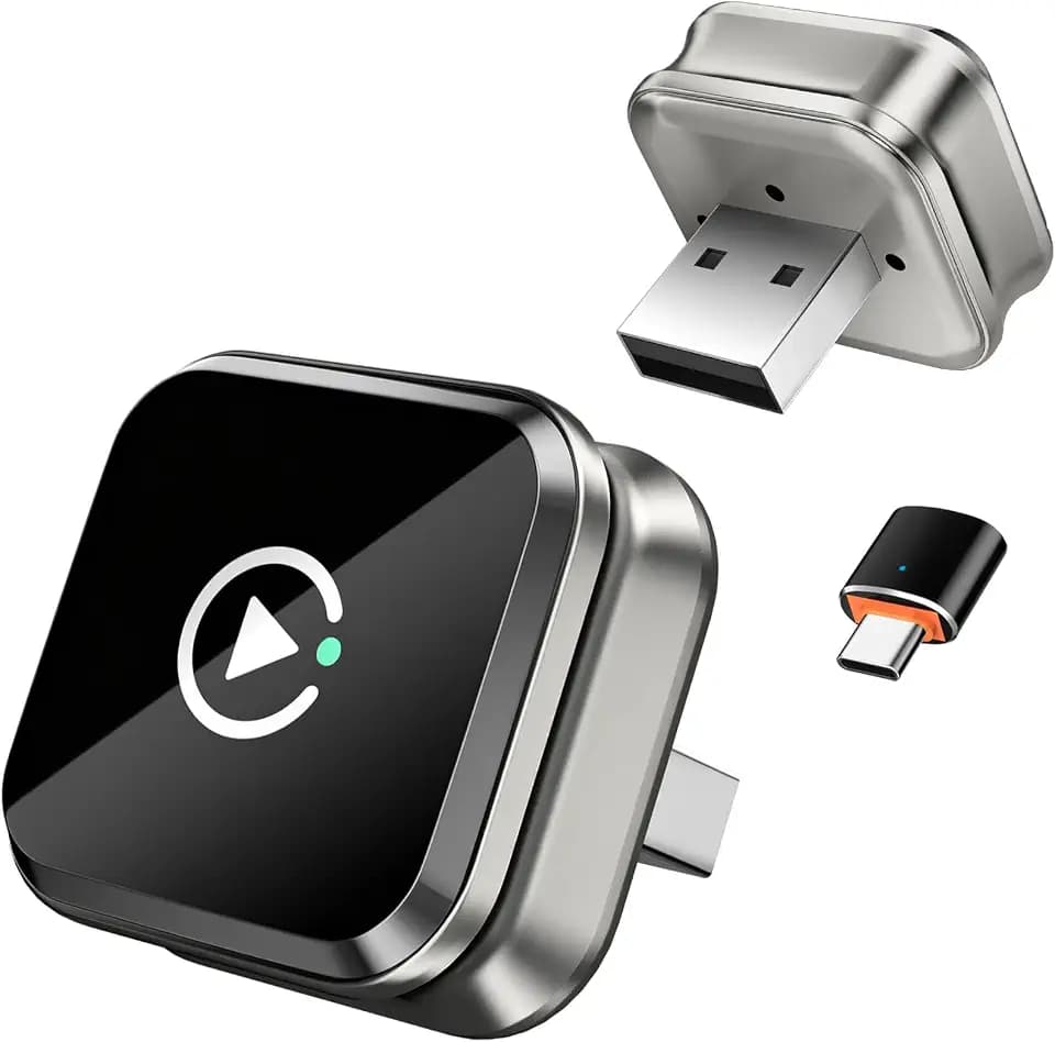 Apple CarPlay Wireless Adapter, 2-in-1 for Android Auto, Gunmetal