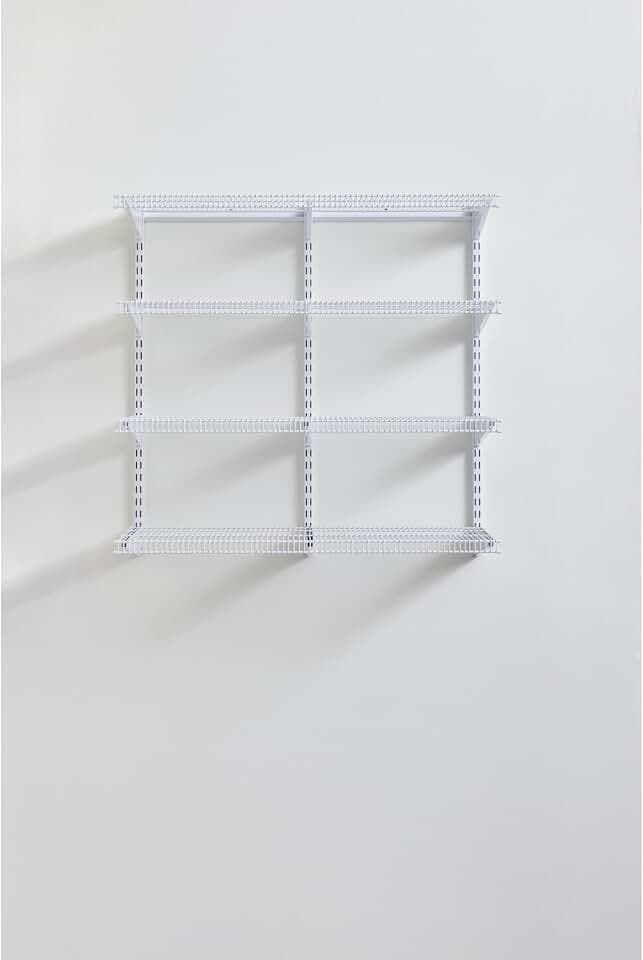 Rubbermaid 36" Pantry Organization Shelf System Direct Wall Mount 4 Shelves and Mounting Hardware Kit Included White Wire Shelving System for Home/Pantry/Closet