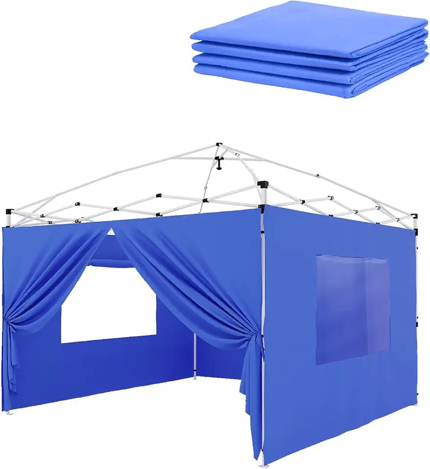 Garvee 4 Piece Sidewalls for 10x10 Pop Up Canopy - Waterproof & 99% UV Protection Instant Canopy Tent SunWalls (Canopy Tent NOT Included), Blue
