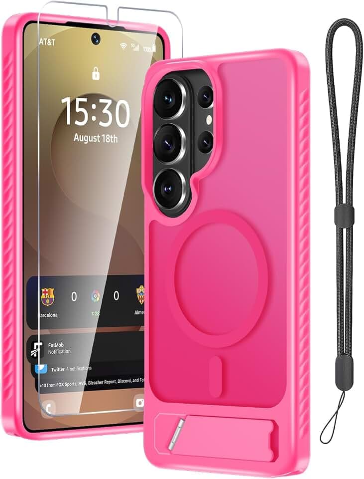 for Samsung Galaxy S26 Ultra Case with Screen Protector,Hot Pink