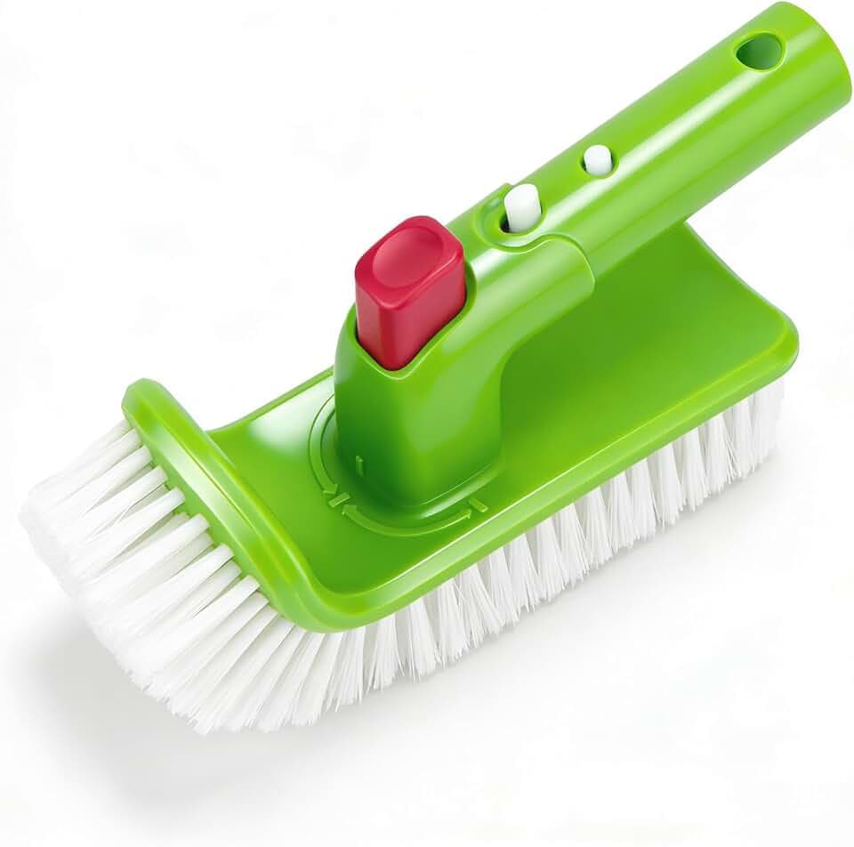 Poolbürste 7,5 Zoll (19 cm) mit 180° Klappgriff, Pool Reinigungsbürste mit 9 Reihen Nylonborsten, EZ Clip für 3,2 cm (1,25 Zoll) Teleskopstange, Handbürste für Poolboden, Spa, Whirlpool, Badewanne