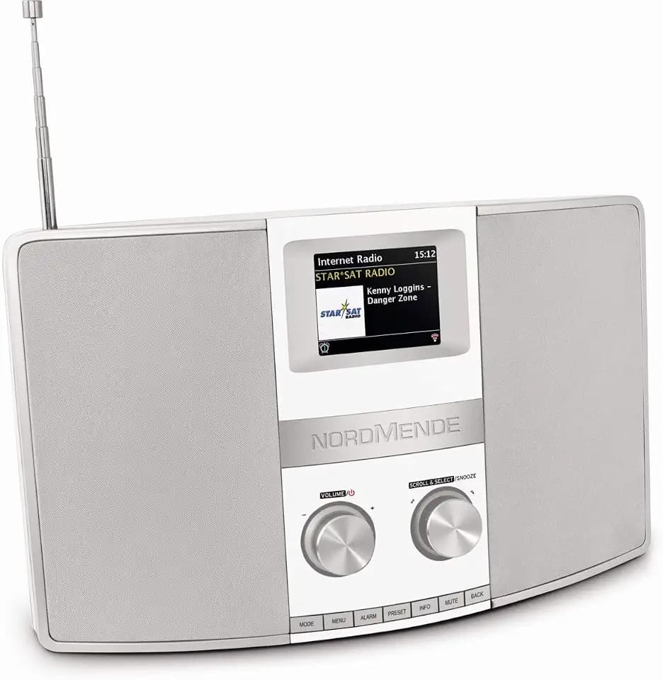 Nordmende Transita 400 - Internetradio (DAB+, UKW, Stereo-Radio, W-LAN, Spotify Connect, Bluetooth-Audiostreaming, NFC, Farbdisplay, Wecker, Kopfhöreranschluss, 2 x 10 Watt, AUX-In) weiß