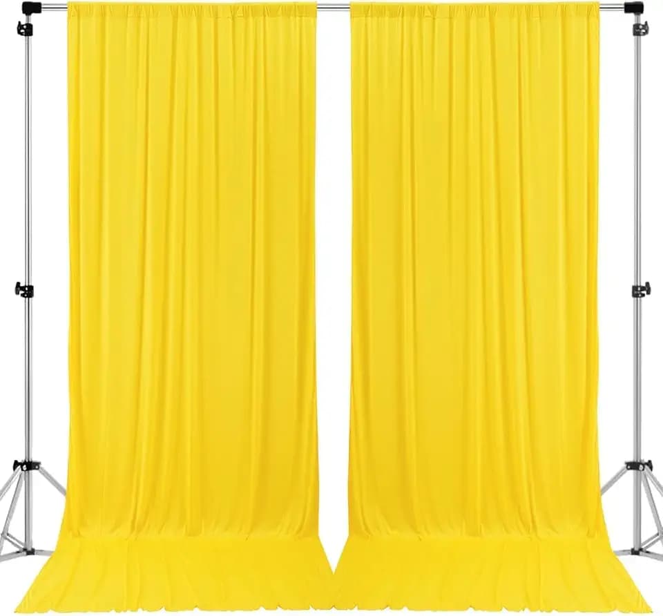 AK TRADING CO. 10 feet x 8 feet IFR Polyester Backdrop Drapes Curtains Panels with Rod Pockets - Wedding Ceremony Party Home Window Decorations - Lemon Yellow