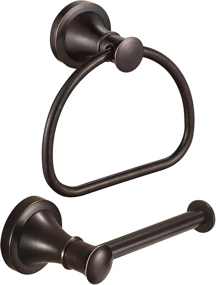 WOLIBEER Bronze Toilet Paper Holder,Bathroom Hand Towel Holder,Oil Rubbed Towel Ring Wall Mount Tissue Roll Paper Hanger ORB Bath Accessories Farmhouse Towel Rack