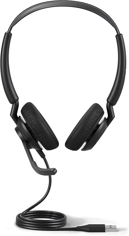 Jabra Engage 50 II Wired Stereo Headset - Noise-Cancelling 3-Mic Technology and USB-A Cable, Ultra-Lightweight - Works with All Leading Unified Communications Platforms Such as Zoom & Unify - Black
