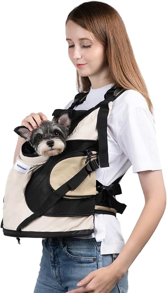 Hundetragerucksack，Hund Tragetasche für Kleine Mittelgroße Hunde und Katzen，Hunderucksack bis 8.5kg，Atmungsaktiv und Bequem Haustier ，Tragbar Reisetasche mit Hiking Travel Outdoors，Beige