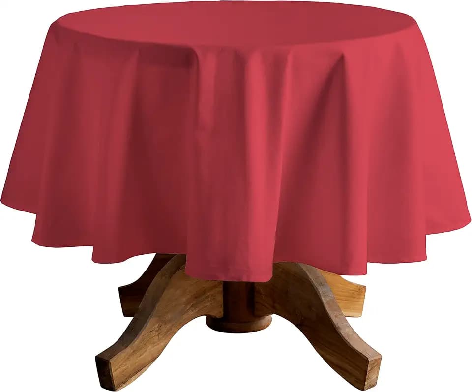 CALICOT Tablecloths 100% Cotton 63" Round Easter Tablecloth Washable Table Cover for Party, Kitchen, Picnic, Holiday Dinners, Wedding, Baby Shower & Dining (Tomato)