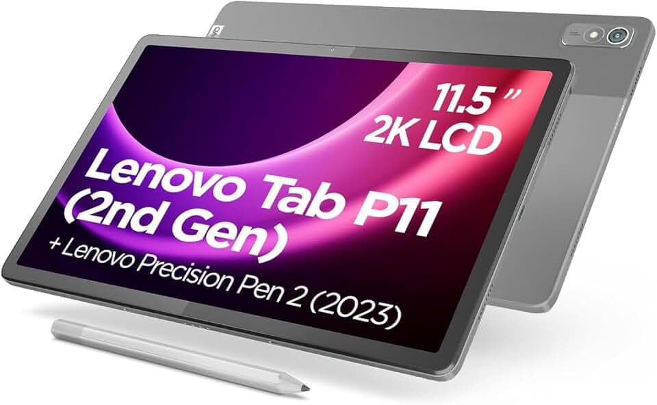 Lenovo Tab P11 (2. Gen) Tablet | 11,5'' 2K Touch Display | MediaTek Helio G99 | 4GB RAM | 128GB Speicher | Android 13 | grau | inkl. Lenovo Precision Pen 2