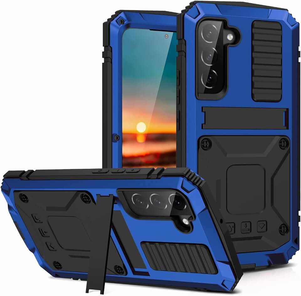 Simicoo Samsung S22 Plus Metal Case with Screen Protector Camera Protector Military Rugged Heavy Duty Shockproof Case with Stand Full Cover Tough case for Samsung S22 Plus (S22 Plus, Blue)