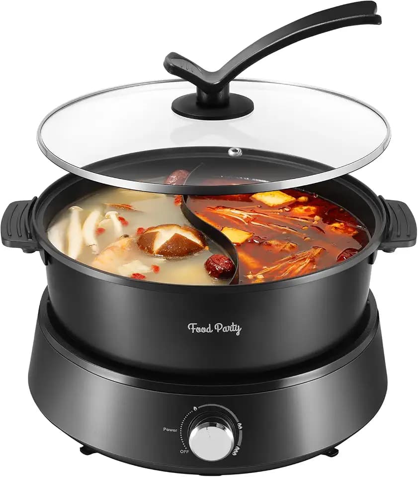 Food Party Hot Pot Elektrisch 4L Aktualisiert Hotpot Topf Doppelseitig Trennbarer Hotpot Elektrisch Pot 220V 1350W Chinese Electric Hot Pot Fondue Feuertopf