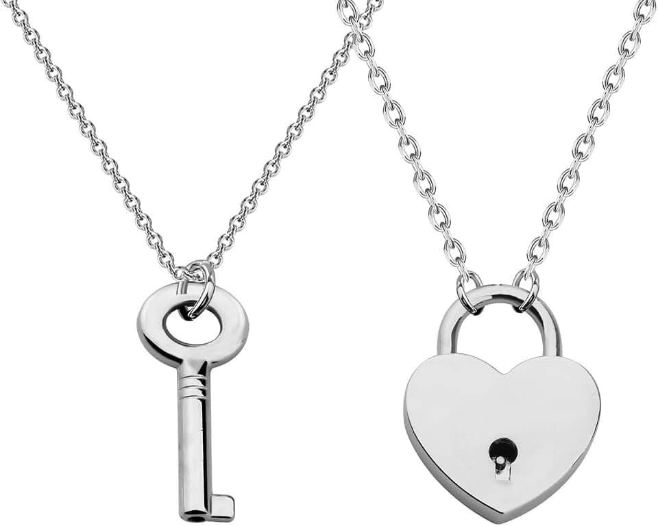 CHOORO Couple Love Shape Lock Key Pendant Necklace You are The Best Match to Open My Hear Gift for Boyfriend/Girlfriend