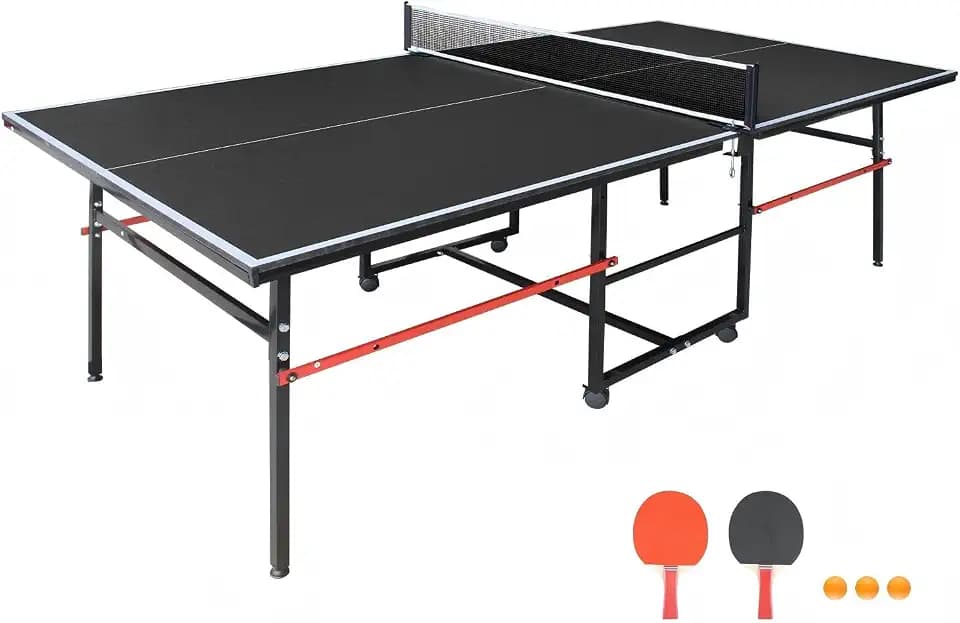 8ft Mid-Size Ping Pong Table, Foldable Table Tennis Table, Black