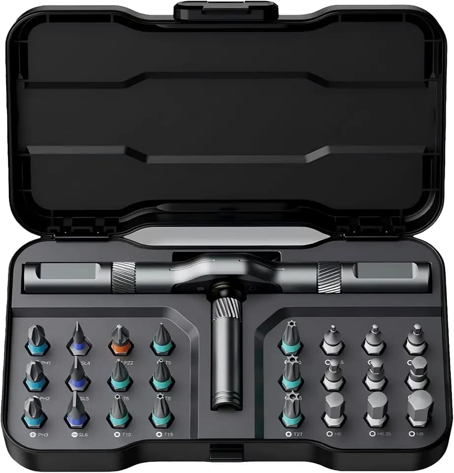 ATuMan 24 in 1 magnetic ratchet screwdriver set, Mini Bit Driver Kit with Reversible T-Handle, 40-Tooth Magnetic Multi-Bit Tool for Tight Spaces, Furniture Assembly, Bike Repair & EDC, with Case