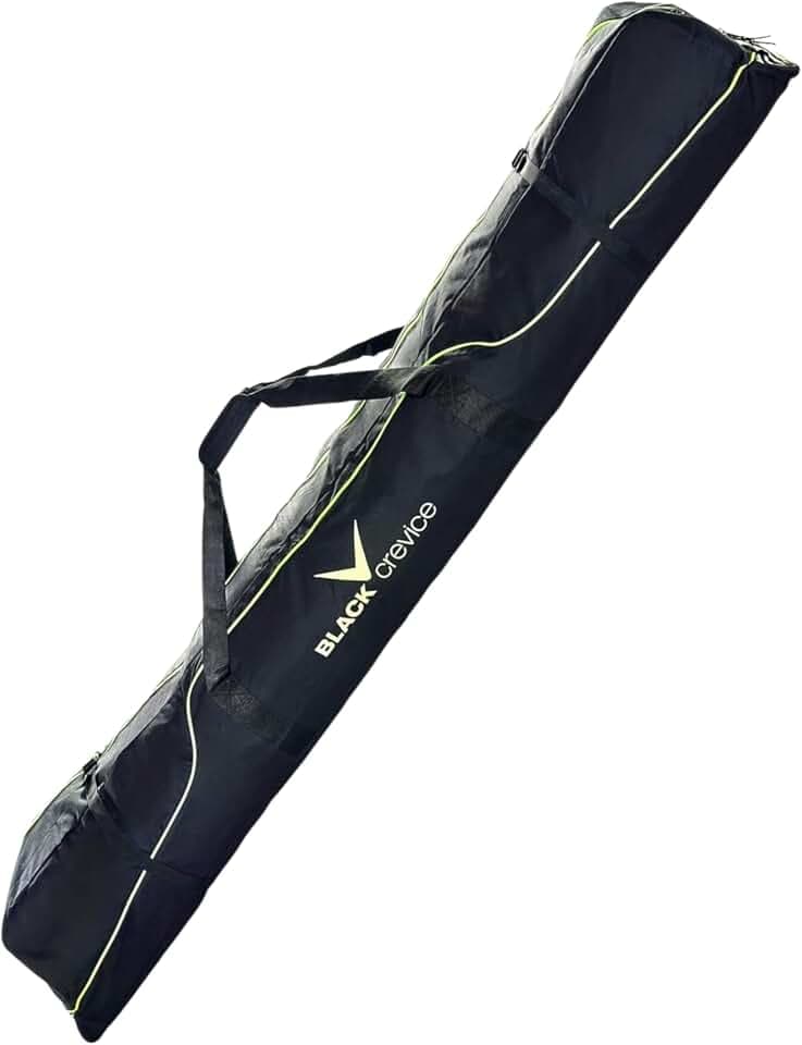 Black Crevice Skitasche I Skisack für 3 Paar Ski & 3 Paar Stöcke I robuste Skibag mit gepolsterten Doppelhaltegriffen I Ski-Tasche mit durchgängigem Doppelreißverschluss I Maße: 190x13x30cm