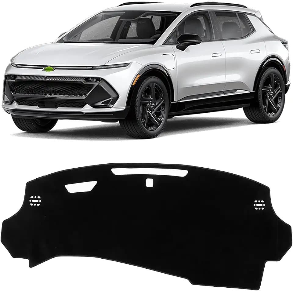 KUST Black Dash Cover for Chevy Equinox EV 2024 2025 2026 Polyester Dashboard Cover Left Hand Drving Dash Carpet Non-Slip Interior Accessories for Equinox Custom Fit Dash Mat