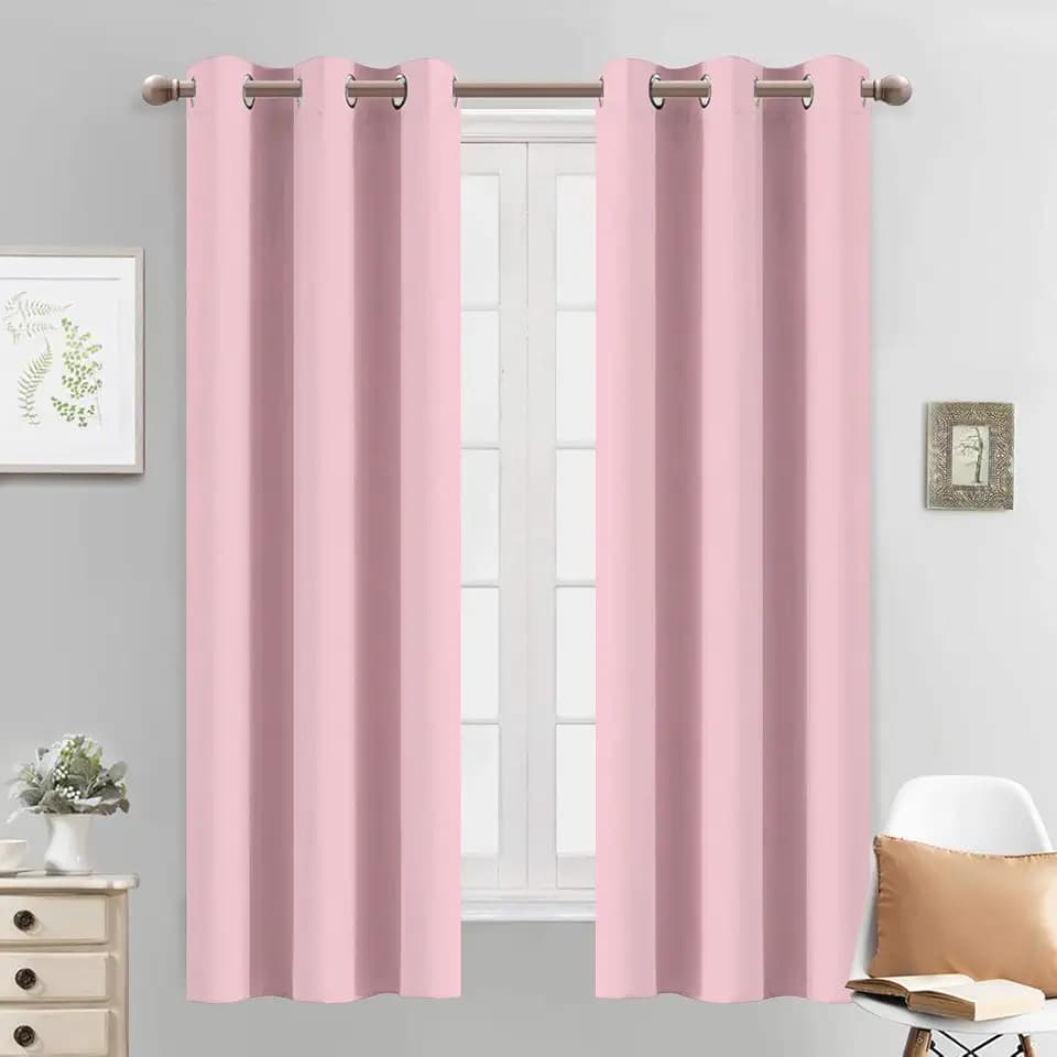 Yakamok Blackout Curtains 38x63 inch Pink Thermal Drapes-Bedroom