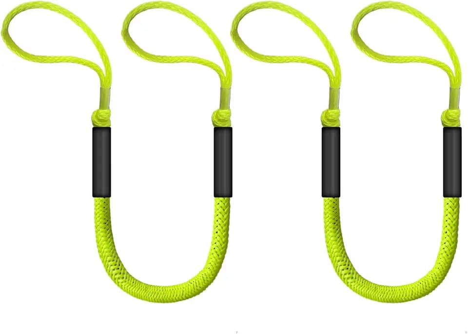 3FT Bungee Dock Lines with Loops for Boats, Tie Downs for Dock, Fluo Yellow