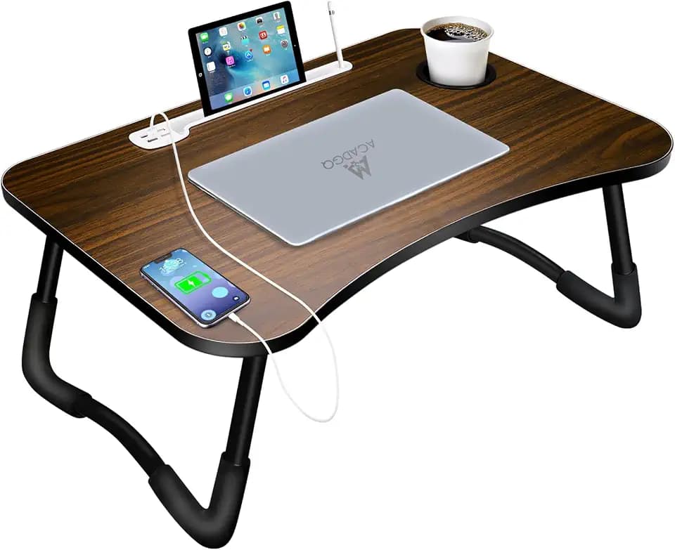 A3A ACADGQ Laptoptisch, Laptop Betttisch Klappbar, 60 x 40 cm, Braun