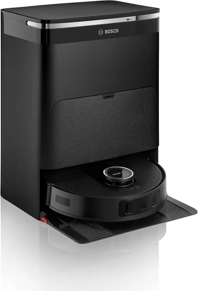 Bosch Spotless Max BCRDW3B Saugroboter mit Wischfunktion, 11.000 Pa Saugkraft, rotierende Wischpads, Nass-Trocken-Servicestation, Selbstreinigung, Smart Vision Navigation, Steuerung per App, schwarz