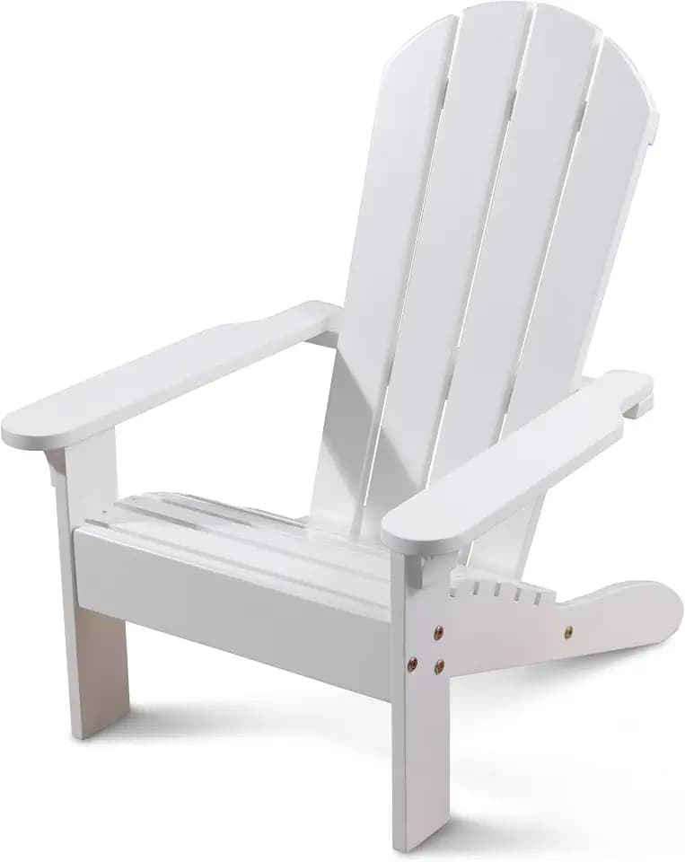 KidKraft Wooden Adirondack Children's Outdoor Chair, Kid's Patio Furniture, White, Gift for Ages 3-8