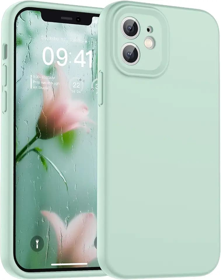SUPFINE Designed for iPhone 12 Case,Premium Liquid Silicone with [Soft Anti-Scratch Microfiber Lining][Upgraded Camera Protection] Slim Shockproof Protective Phone Case for Men Women Girls,Aquamarine