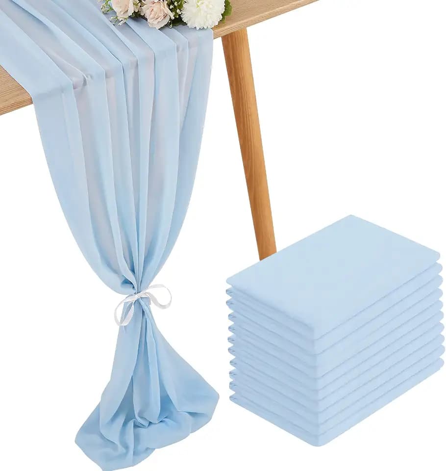 Blue Table Runner 10 Packs Chiffon Wedding Centerpiece Runners