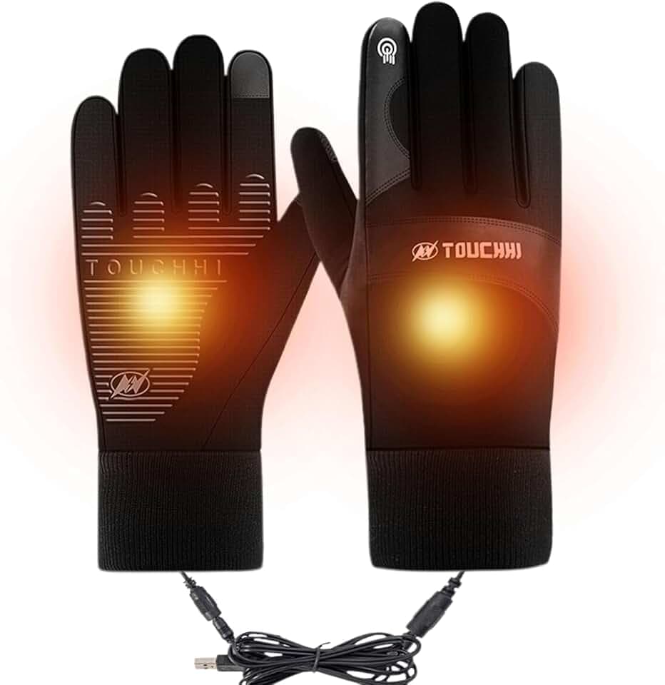 Beheizbare Handschuhe,Winter Vollfinger,USB Beheizte Handschuhe Nicht-Slip,wasserdichte Touchscreen Winterhandschuhe Beheizt,für Damen Herren Klettern,Radfahren