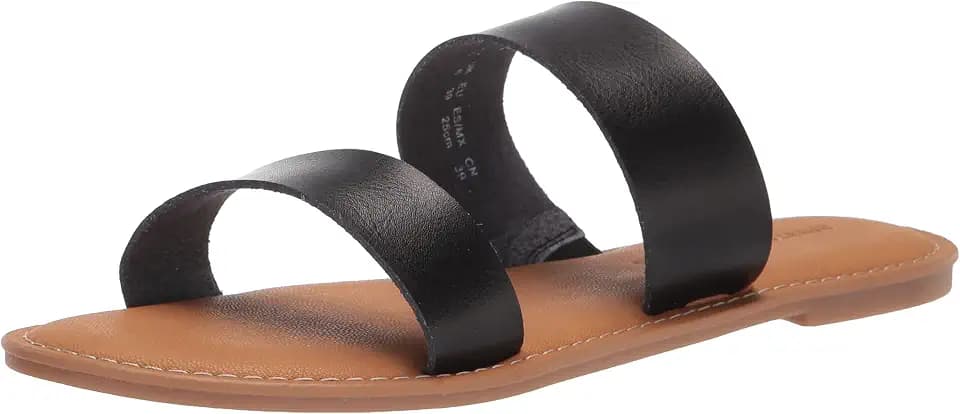 Amazon Essentials Women's Two Band Slip On Open Toe Fashion Slide Sandal