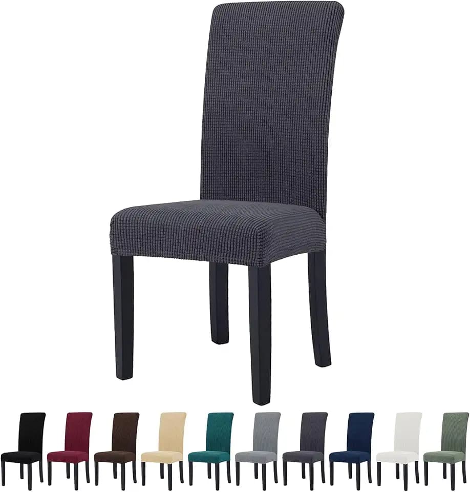 YSTELLAA Stuhlhussen 6er Set, Stretch Stuhlbezug Für Esszimmerstühle, Abnehmbarer Waschbarer stuhlhusse, Stuhlbezüge Elastisch, Hussen Für Stühle Für Hotel, Küche Restaurant, Grau