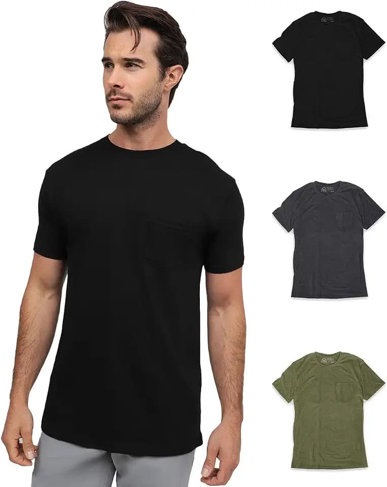 Pocket T Shirts for Men Soft Cotton Crew Neck Fitted Casual Tees S-4XL
