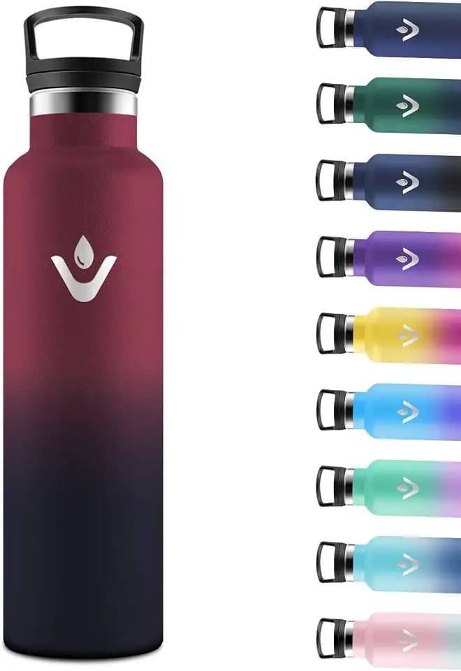 Motswedi Thermosflasche 1l, mit Strohhalm, Trinkflasche Edelstahl, Auslaufsicher, Trinkflasche 1l, mit 2 Deckeln, Isolierflasche, Wasserflasche, für Travel, Outdoor, Sprudel, Rot & Schwarz