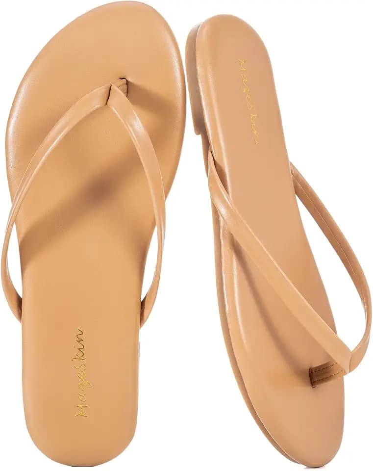 mazeskin Womens Memory Foam Flip Flops Flat Thong Sandals