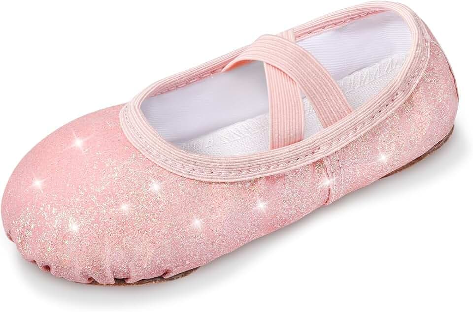 Ballettschuhe Mädchen Ballettschläppchen Kinder Glitzer Ballerina Schuhe Geteilter Sohle Ballett Tanzschuhe Ohne Krawatte für Gymnastik Tanz Praxis