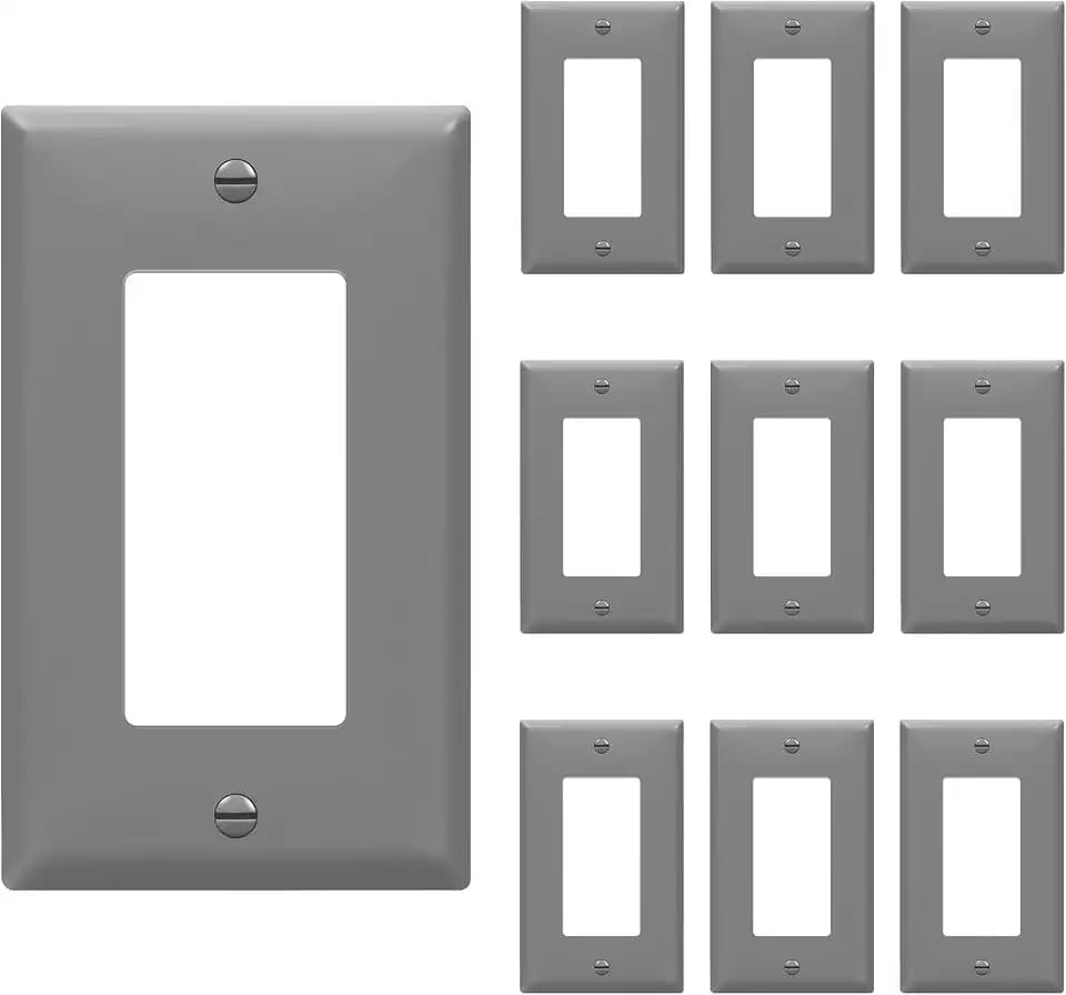 ENERLITES 1-Gang Gray Decorator Switch Outlet Wall Plate Cover, 10 Pack