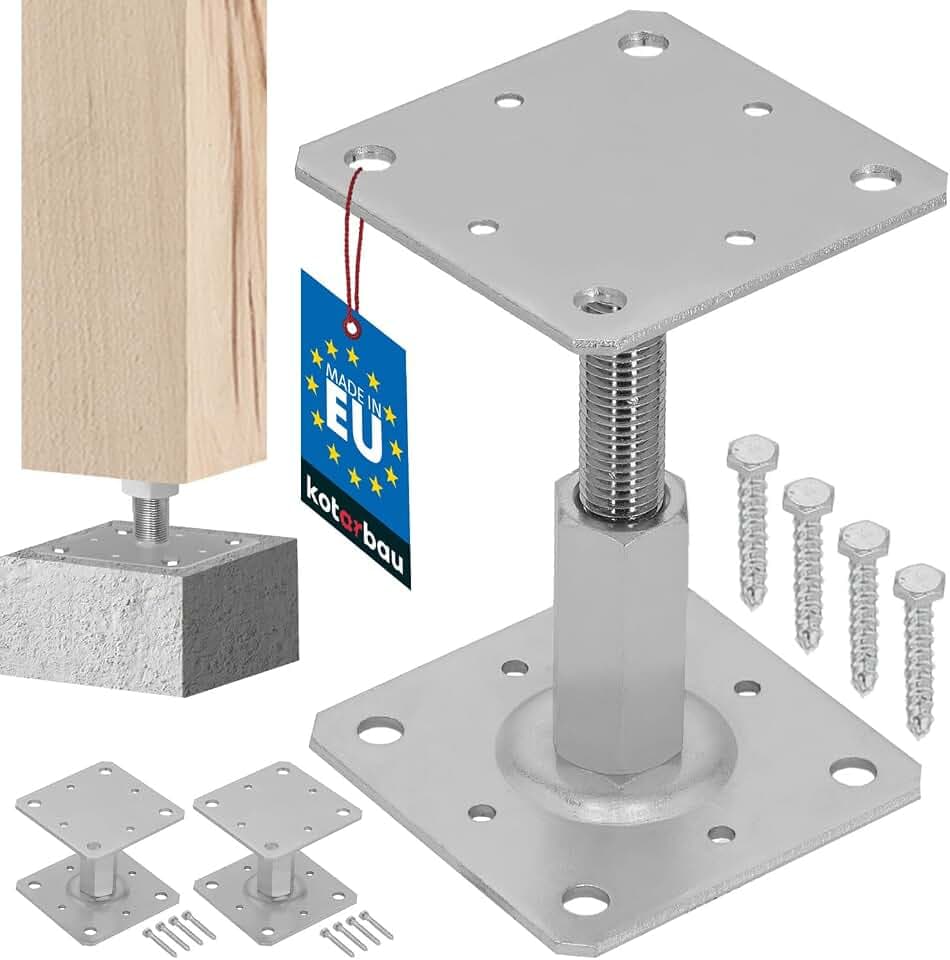 KOTARBAU® Pfostenträger höhenverstellbar 110x110 mm, Gewinde M20x90 mm
