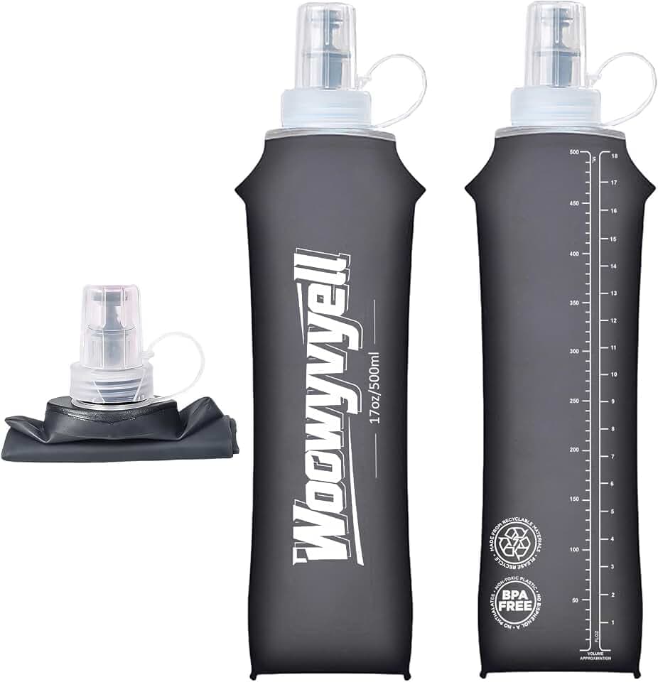 Running Vest Soft Flask, 2PCS BPA-Free 500ml Collapsible Water Bottle for Hydration Backpack, Collapsible Water Bottles for Marathon Hiking Cycling Climbing