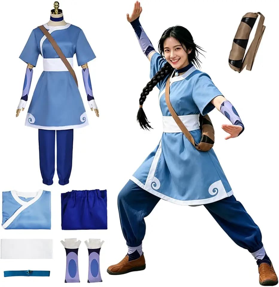 Women Costume Uniform Blue or Red Halloween Suit Full Set