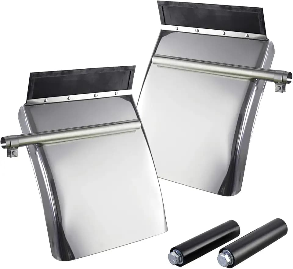 24in x 29in Polished Stainless Steel Quarter Fender Set Mud Flap Hangers with Tube Bracket Mounting Hardware and Bolt Mounting Brackets fit for Semi Trucks (24"×29")